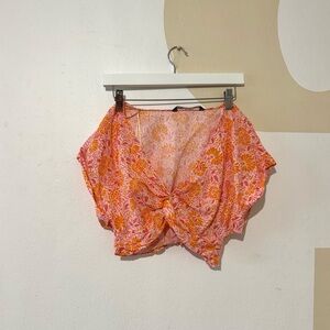 Zara Pink and Orange Floral Blouse
